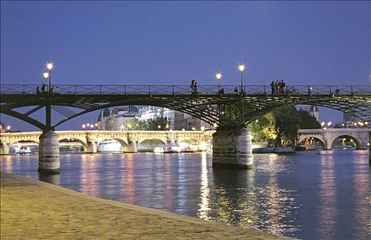 法国,巴黎,人,艺术桥,巴黎新桥,背影