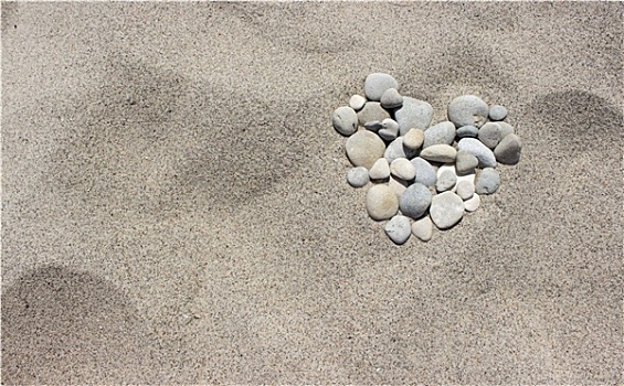 心形,鹅卵石,沙子