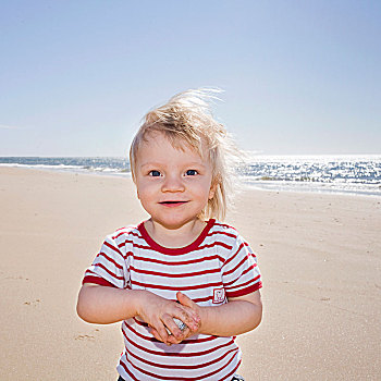 头像,高兴,小男孩,海滩,瑞典