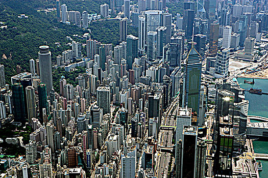 航拍,远眺,湾仔,香港