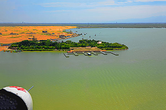 宁夏回族自治区沙湖景观,航拍