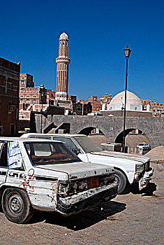 也门,萨那,老,汽车