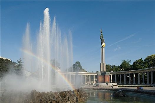 喷泉,正面,英雄,纪念,红色,军队,维也纳,奥地利