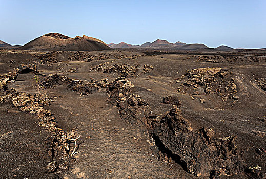 熔岩原,火山,火山地貌,蒂玛法雅国家公园,兰索罗特岛,加纳利群岛,西班牙,欧洲