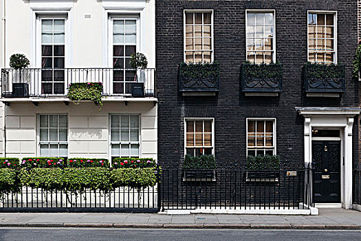 优雅,乔治时期风格,连栋别墅,平台,伦敦,英格兰