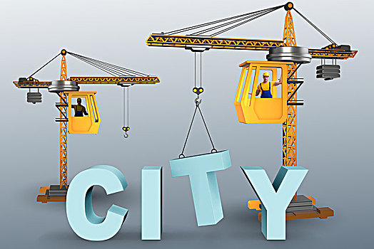 城市,建筑,概念,起重机