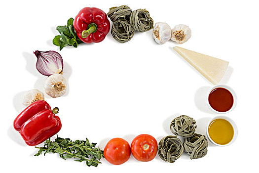 蔬菜,意大利面,放置,白色背景,背景,俯视