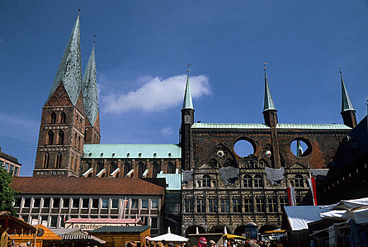 德国,吕贝克,教堂,市场,前景