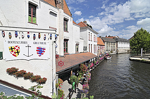 运河,老,房子,布鲁日,比利时