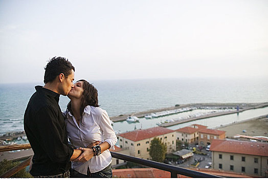 亲吻,俯视,城市,托斯卡纳,意大利