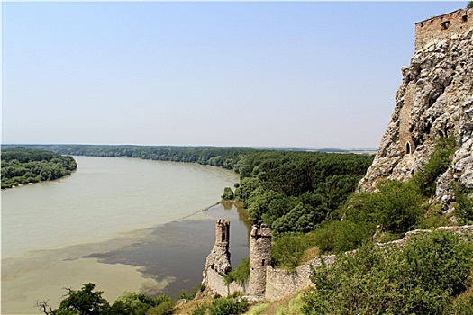 城堡,塔,风景,多瑙河,摩拉瓦,河