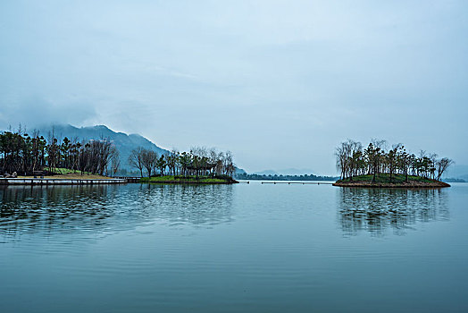 杭州湘湖自然风光水墨湘湖