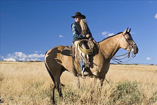 女牛仔,骑马,俄勒冈,美国