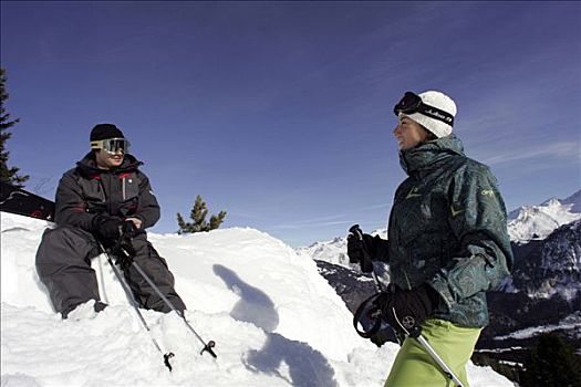 法国,阿尔卑斯山,边远地区,滑雪