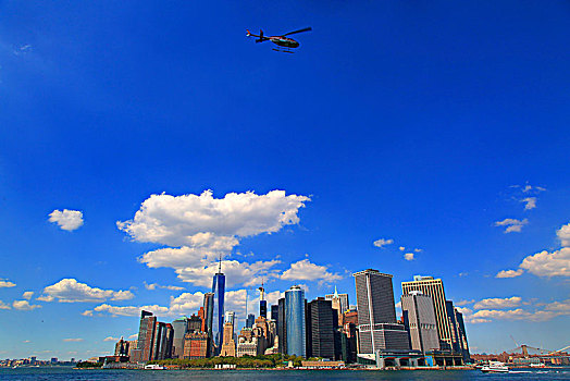 美国,纽约,城市,直升飞机