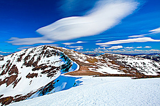 苏格兰,阿伯丁,累石堆,积雪,山,南方,顶峰,凯恩戈姆国家公园,远景