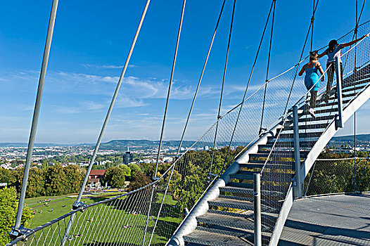 孩子,攀登,楼梯,观注,塔,公园,斯图加特,巴登符腾堡,德国,欧洲