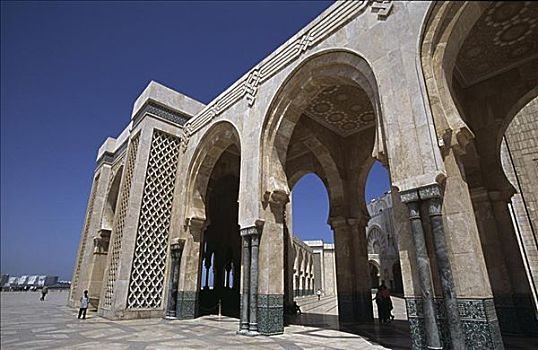 仰视,清真寺,国王,哈桑二世,摩洛哥,卡萨布兰卡