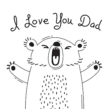 插画,喜悦,熊,我爱你,爸爸,设计,有趣,海报,卡,可爱,动物,矢量