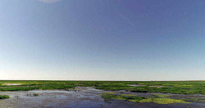 航拍内蒙古乌兰淖尔国家湿地公园美景