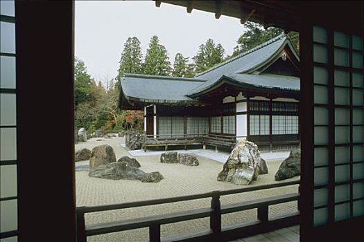 日本,关西,佛教寺庙,花园