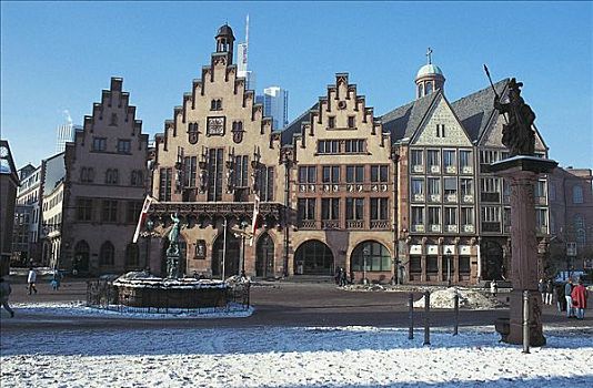 冬天,市政厅,雪,德国,欧洲