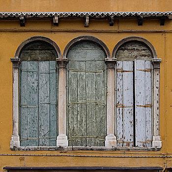 拱形,窗户,威尼斯,建筑外观