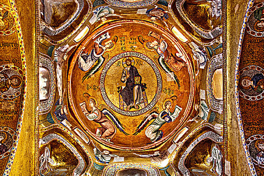 圆顶,镶嵌图案,教堂,巴勒莫,西西里,意大利,欧洲