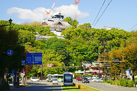 有轨电车,熊本,城堡,修理,日本