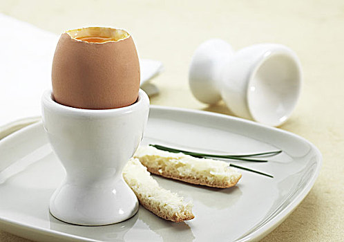 半熟,蛋,杯子