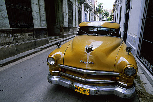 古巴,哈瓦那,街景,老,克莱斯勒,汽车
