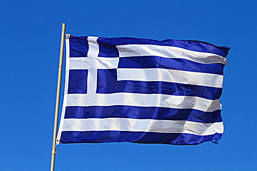 希腊,旗帜,蓝天