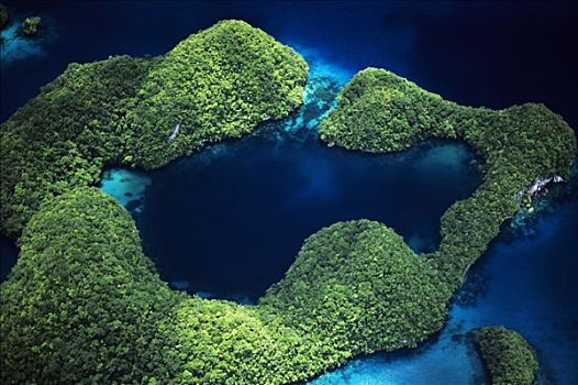 密克罗尼西亚,贝劳,洛克群岛,俯视,泻湖