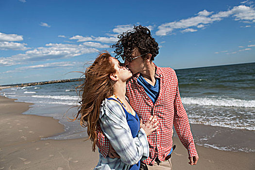浪漫,亲吻,海滩