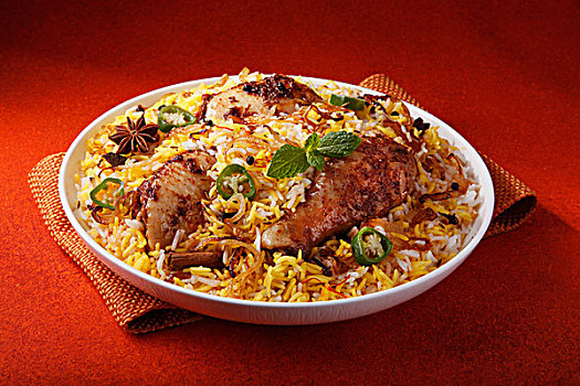 鸡肉,米饭,调味品,印度