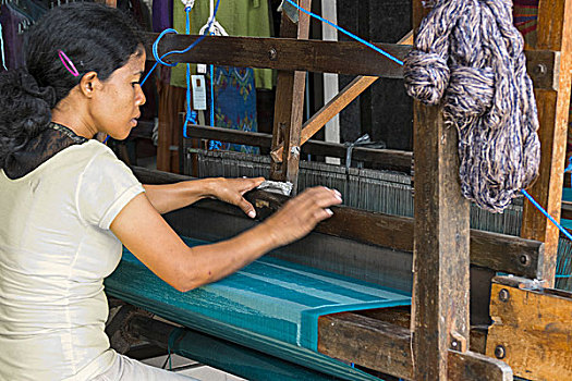 女人,编织,织布机,乌布,巴厘岛,印度尼西亚