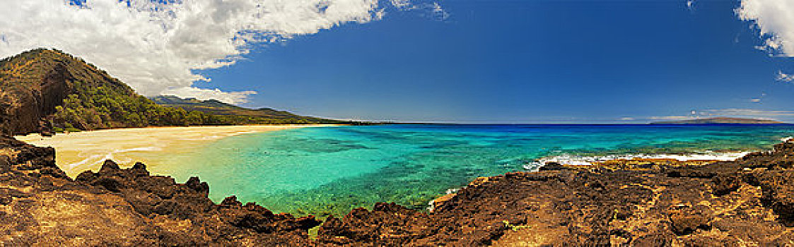 夏威夷,毛伊岛,麦肯那,全景,海滩