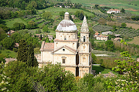 教堂,蒙蒂普尔查诺红葡萄酒,托斯卡纳,意大利,欧洲