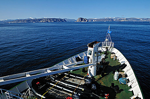 游轮,北方,船,进入,峡湾,巴芬岛,努纳武特,加拿大,北极