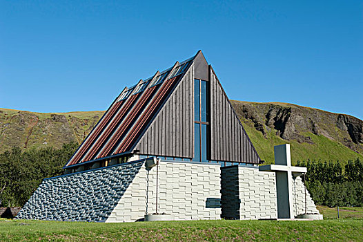 建筑,现代,教堂,纪念,小教堂,冰岛,斯堪的纳维亚,北欧,欧洲