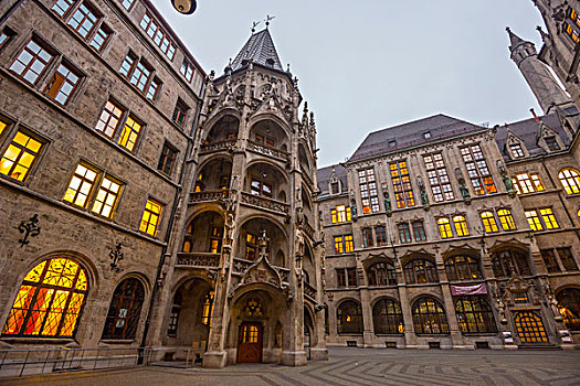 新市政厅,市政厅,早晨,慕尼黑,巴伐利亚,德国,欧洲