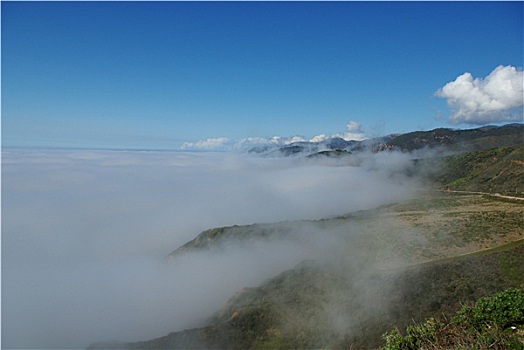 雾,太平洋,海岸,公路,加利福尼亚