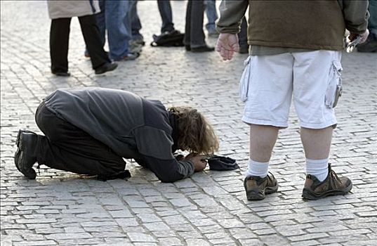乞丐,查理大桥,布拉格,捷克共和国,欧洲