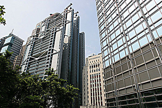 对比,现代,老,中心,香港