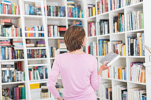 女人,选择,书本,图书馆