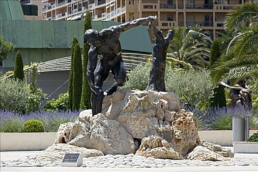 雕塑,花园,蒙特卡洛,摩纳哥