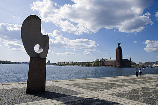 斯德哥尔摩,市政厅,湖,瑞典