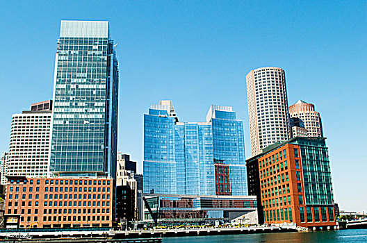 波士顿,城市,全景,摩天大楼