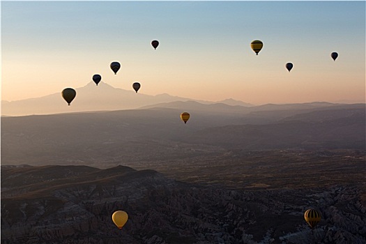 卡帕多西亚,土耳其,旅游胜地,飞行,气球,日出