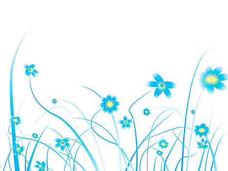 花,背景,设计,蓝色,彩色,留白,增加,文字
